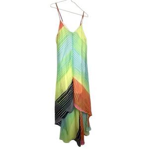 Billabong Striped Colorblock Hi-low Flowy Summer Slip Dress Multicolor Large